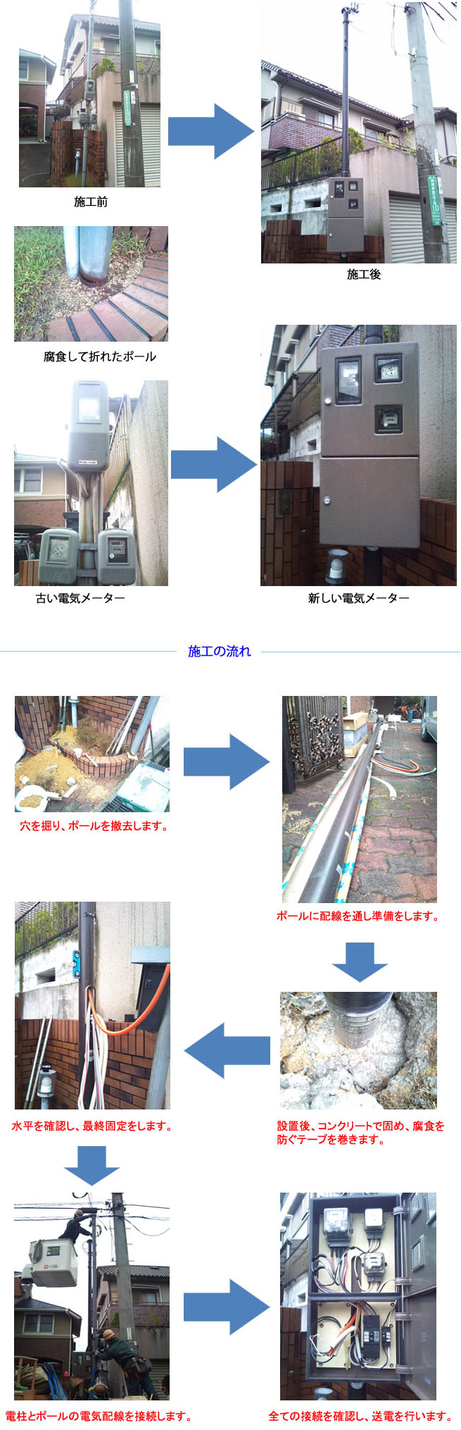引込ポール取り替え工事